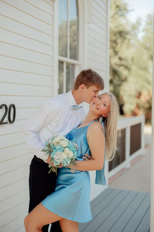 Chic A Line Halter Satin Short Homecoming Dress,Vacation Dress,Summer 18th Birthday Dress GG4745