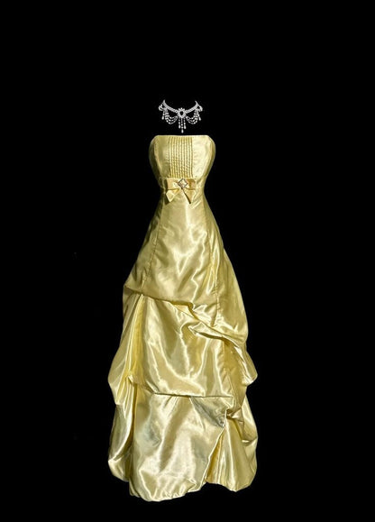 Elegant A Line Strapless Satin Pleated Long Prom Dress,Party Dress,Formal Evening Dress GG4766