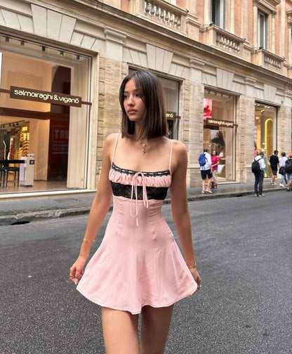 Elegant A Line Spaghetti Straps Satin Lace Short Homecoming Dress,Vacation Dress,Summer 19th Birthday Dress GG4808