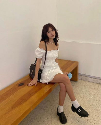 Classy A Line Off The Shoulder Satin Short Homecoming Dress,Vacation Dress,Summer 19th Birthday Dress GG4811