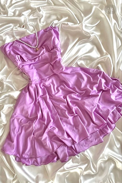 Classy A Line Strapless Satin Short Homecoming Dress,Vacation Dress,Summer 19h Birthday Dress GG4824