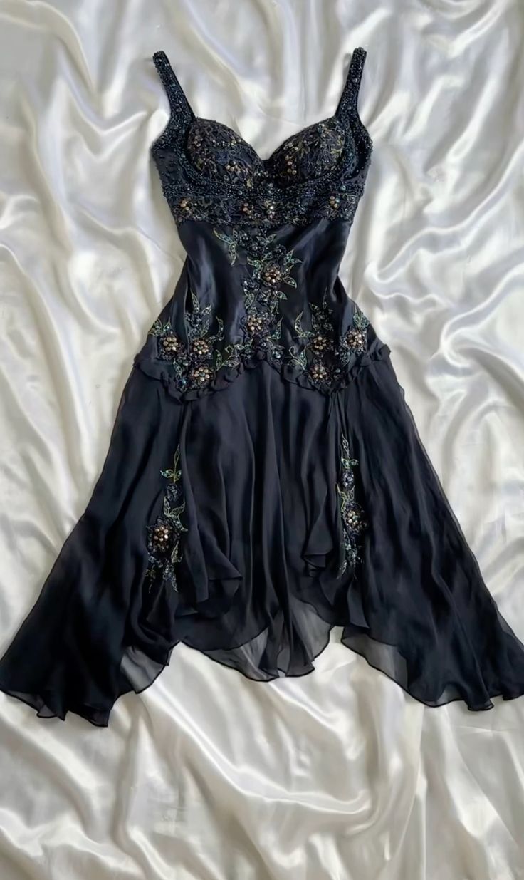 Gorgeous Black A Line Spaghetti Straps Satin Chiffon Applique Short Homecoming Dress,Vacation Dress,Summer 20h Birthday Dress GG4835