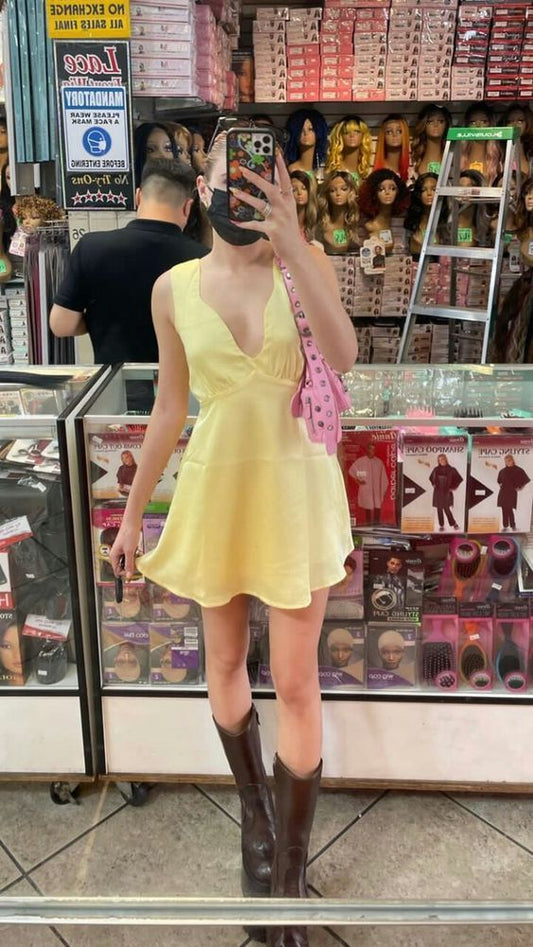 Classy A Line Pastel Yellow Satin Short Homecoming Dress,Vacation Dress,Summer 18h Birthday Dress GG4842