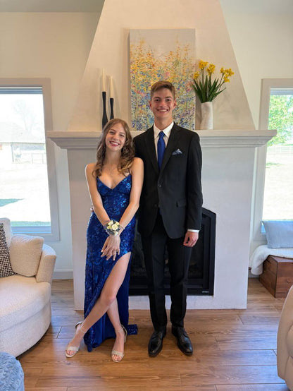 Sparkles Mermaid Spaghetti Straps Sequin Slit Long Prom Dress,Party Dress,Formal Evening Dress GG4898