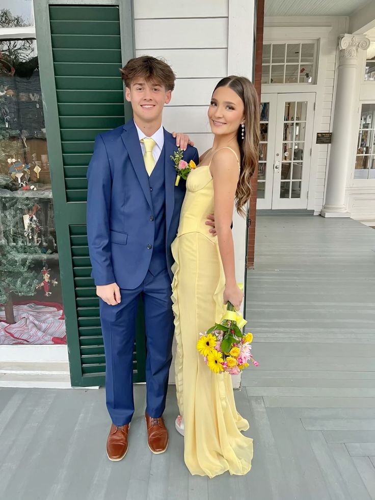 Pretty Pastel Yellow Mermaid Spaghetti Straps Satin Ruffle Chiffon Slit Long Prom Dress,Party Dress,Formal Evening Dress GG4899