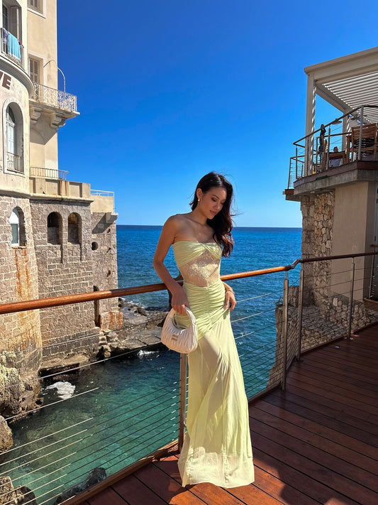 Style Unique Mermaid Strapless Chiffon Lace Long Prom Dress,Party Dress,Formal Evening Dress GG4910