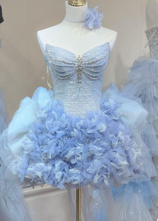 Sparkly Ball Gown Strapless Tulle Sequin Short Homecoming Dress,Vacation Dress,Summer 18th Birthday Dress GG4929