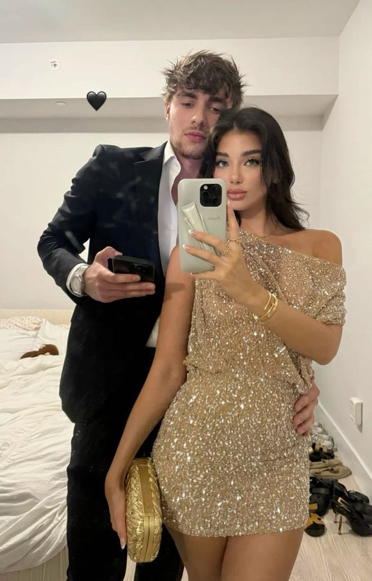 Unique Mermaid Off The Shoulder Sequin Short Homecoming Dress,Vacation Dress,Summer 22th Birthday Dress GG4933