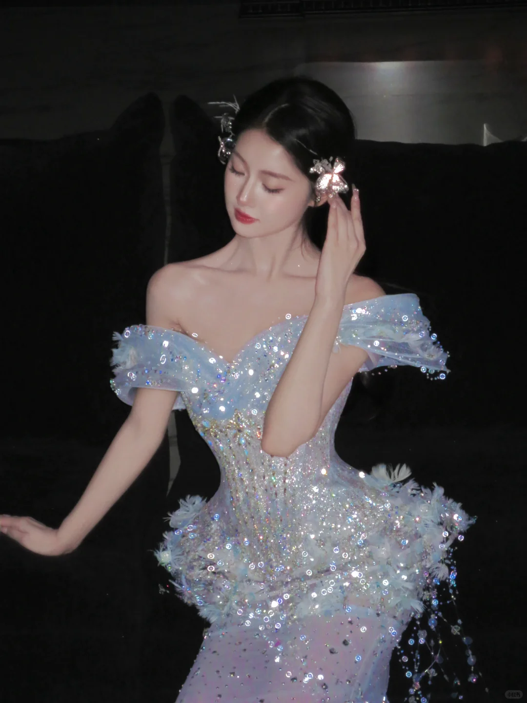 Spacial Mermaid Off The Shoulder Sequin Beads Tassel Long Prom Dress,Party Dress,Formal Evening Dress GG4942