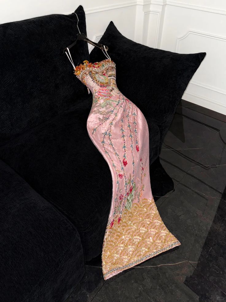 Gorgeous Mermaid Spaghetti Straps Satin Sequin Long Prom Dress,Party Dress,Formal Evening Dress GG4949