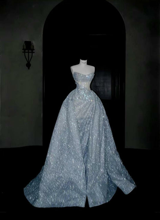 Shiny Ball Gown Strapless Sequin Long Prom Dress,Party Dress,Formal Evening Dress GG4954