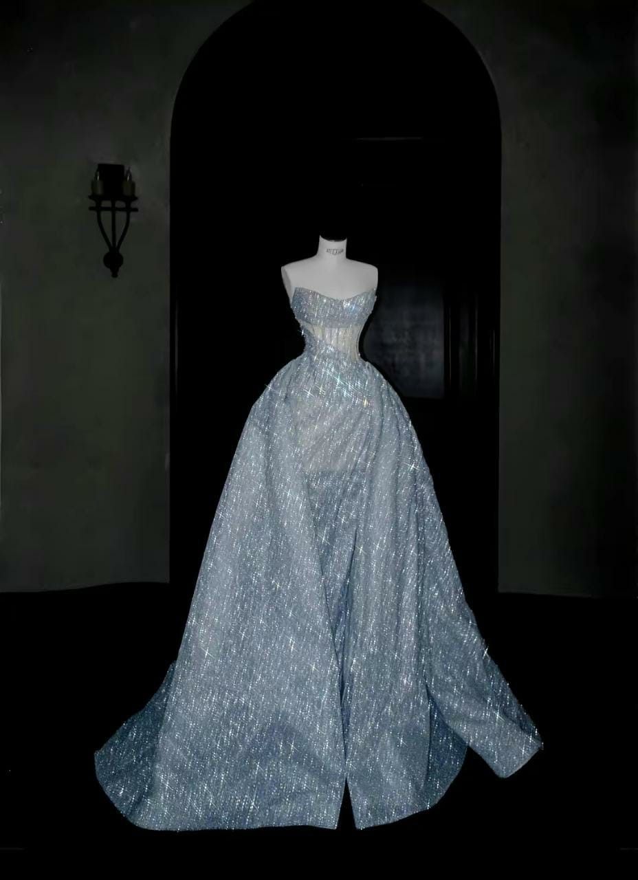 Shiny Ball Gown Strapless Sequin Long Prom Dress,Party Dress,Formal Evening Dress GG4954