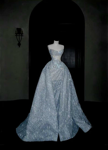 Shiny Ball Gown Strapless Sequin Long Prom Dress,Party Dress,Formal Evening Dress GG4954