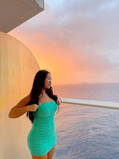 Sexy Mermaid Strapless Satin Short Homecoming Dress,Vacation Dress,Summer 21th Birthday Dress GG4979