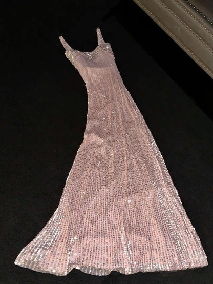 Shiny A Line Spaghetti Straps Sequin Long Prom Dress,Party Dress,Formal Evening Dress GG4985