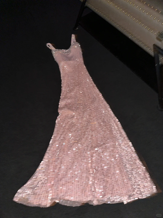 Shiny A Line Spaghetti Straps Sequin Long Prom Dress,Party Dress,Formal Evening Dress GG4985