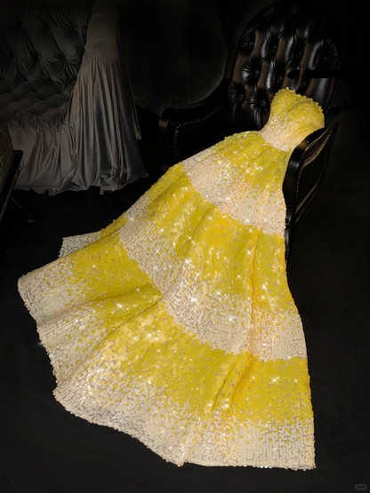 Sweet Ball Gown Strapless Sequin Long Prom Dress,Party Dress,Formal Evening Dress GG4987