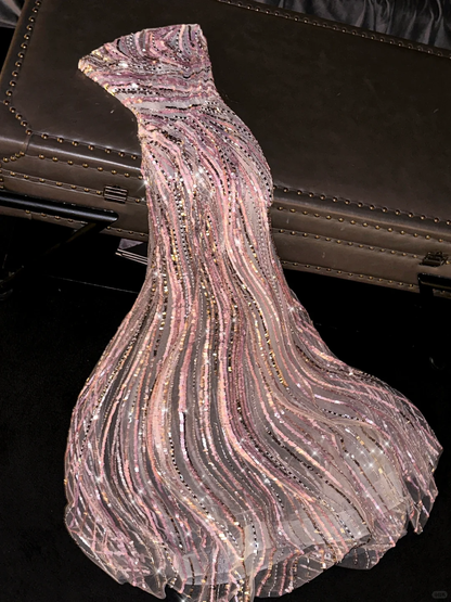 Unique A Line Strapless Sequin Long Prom Dress,Party Dress,Formal Evening Dress GG4989