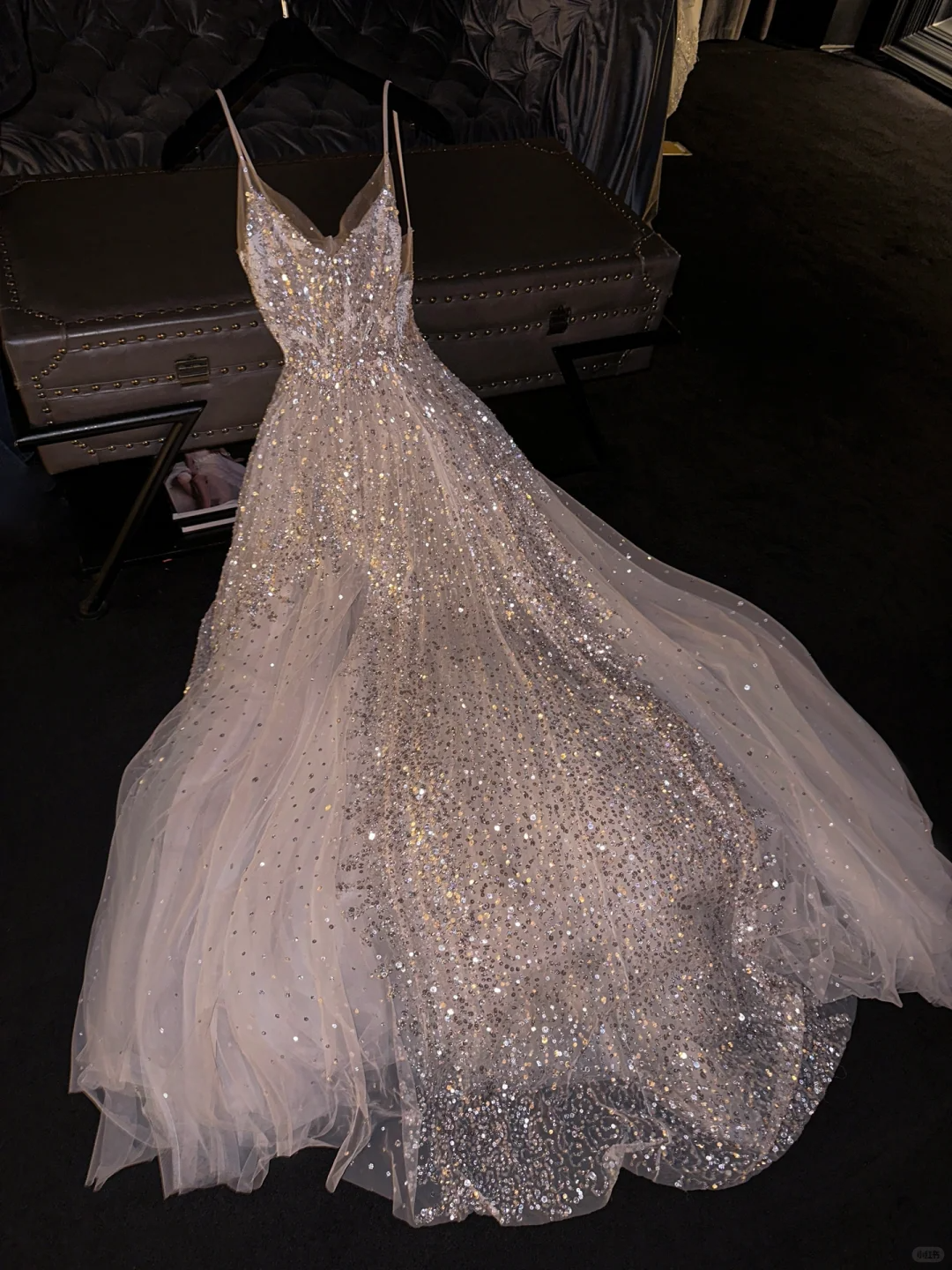 Sparkly A Line Spaghetti Straps Tulle Sequin Long Prom Dress,Party Dress,Formal Evening Dress GG4990