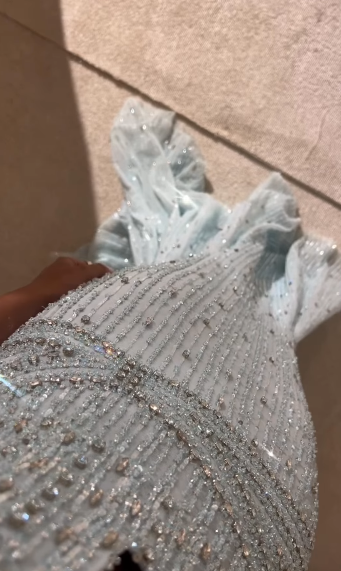 Pale Blue Mermaid Halter Deep V Neck Sequin Beads Long Prom Dress,Party Dress,Formal Evening Dress GG4996