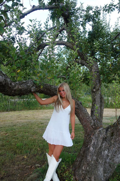 Simple White A Line Spaghetti Straps Satin Short Homecoming Dress,Vacation Dress,Summer 16th Birthday Dress GG5013