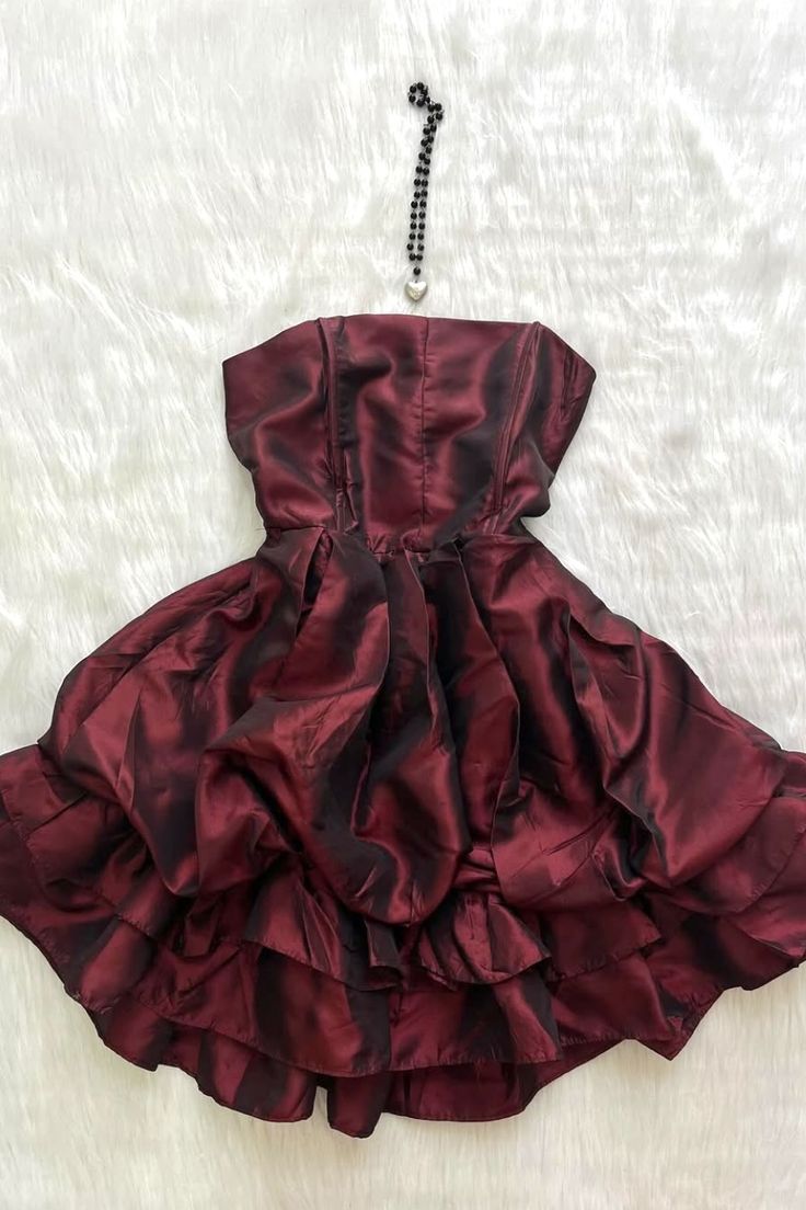 Unique A Line Strapless Satin Short Homecoming Dress,Vacation Dress,21th Birthday Dress GG5042