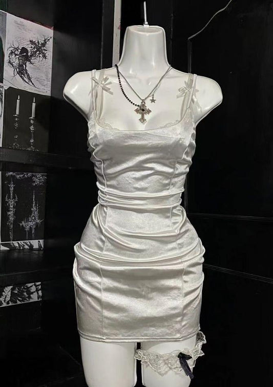 Fashion Sheath Mermaid Spaghetti Straps Satin Short Homecoming Dress,Vacation Dress,20th Birthday Dress GG5045