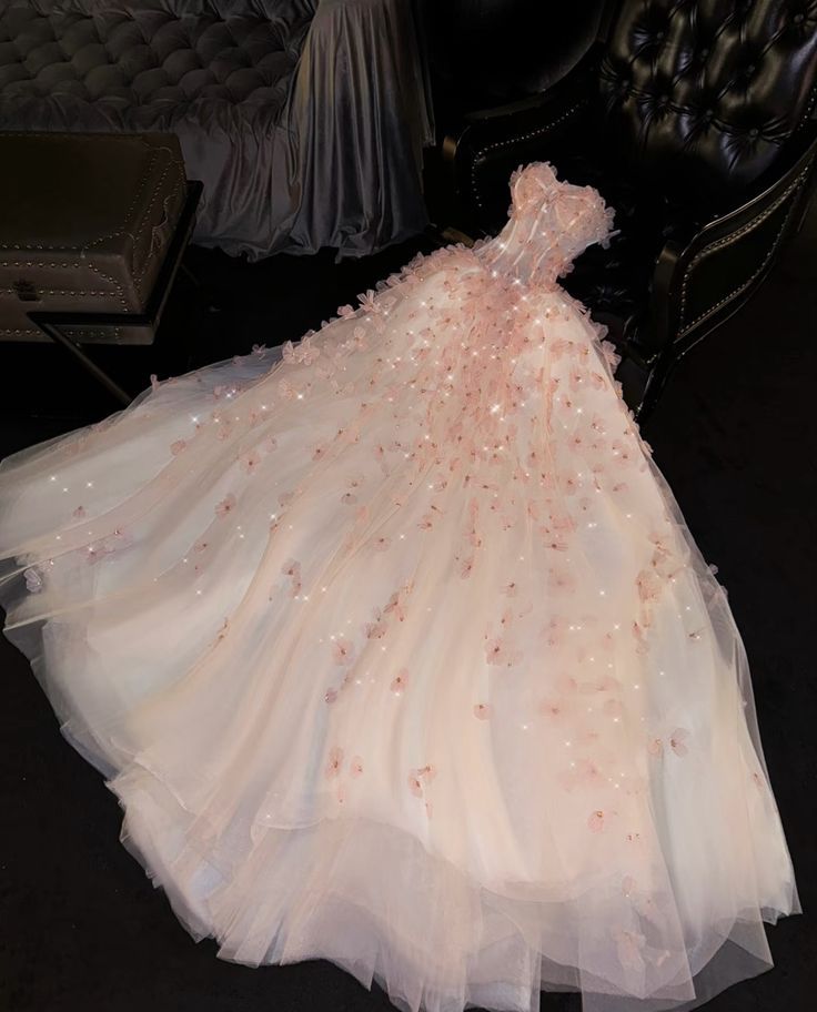 Sweet Ball Gown Strapless Tulle Applique Long Prom Dress,Party Dress,Formal Evening Dress GG5069