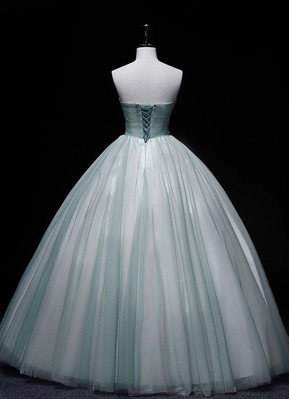 Chic A Line Strapless Tulle Beading Long Prom Dress, Formal Evening Dress GG506