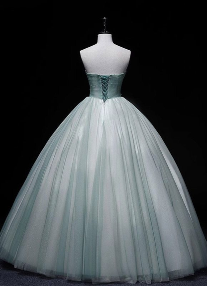Chic A Line Strapless Tulle Beading Long Prom Dress, Formal Evening Dress GG506