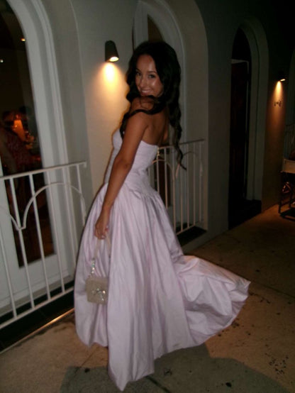 Pretty Pink A Line Strapless Satin Long Prom Dress,Party Dress,Formal Evening Dress GG5073