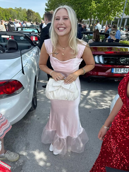 Pink Mermaid Satin Long Prom Dress,Party Dress,Formal Evening Dress GG5076