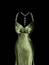 Retro Mermaid Green Satin Beaded Long Prom Dress,Evening Dress GG5077