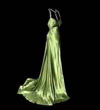 Retro Mermaid Green Satin Beaded Long Prom Dress,Evening Dress GG5077
