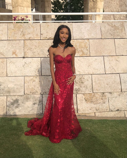 Chic Burgundy Mermaid Sweetheart Lace Long Prom Dress,Evening Dress GG5084