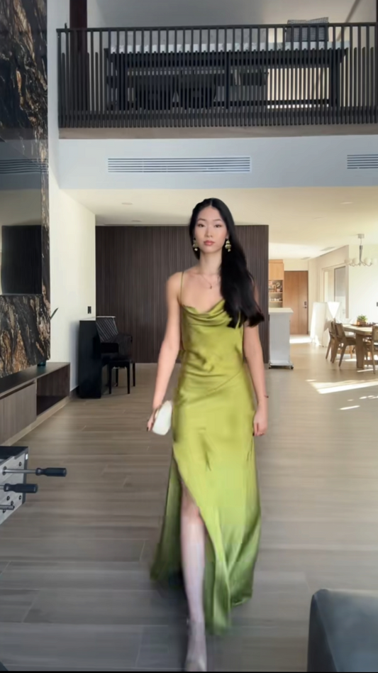 Mermaid Spaghetti Straps Satin Slit Long Prom Dress,Evening Dress GG5102