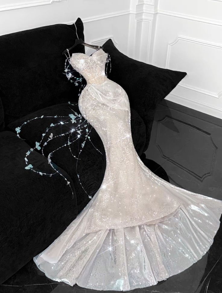 Gorgeous Romantic Mermaid Spaghetti Straps Sequin Beaded Long Prom Dress,Evening Dress GG5108