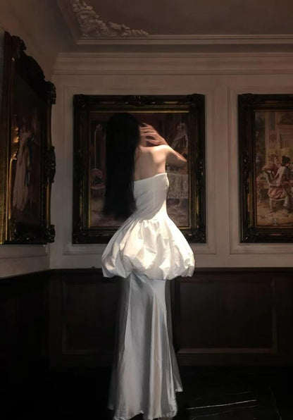 Special Mermaid Strapless Satin Long Prom Dress,Evening Dress GG5116