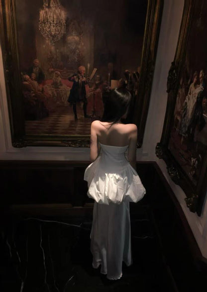 Special Mermaid Strapless Satin Long Prom Dress,Evening Dress GG5116