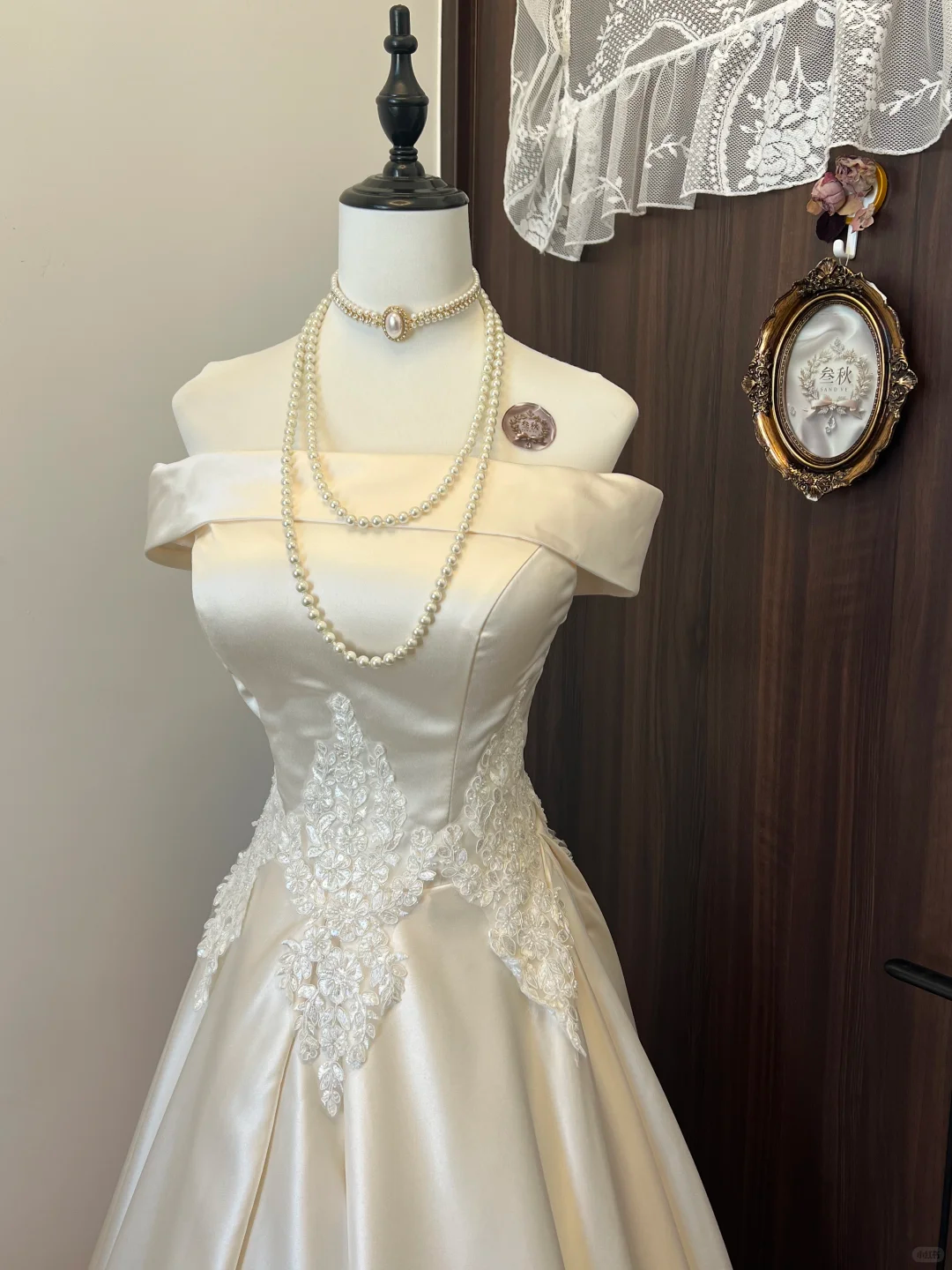 Modest A Line Off The Shoulder Satin Lace Long Prom Dress,Evening Dress GG5126