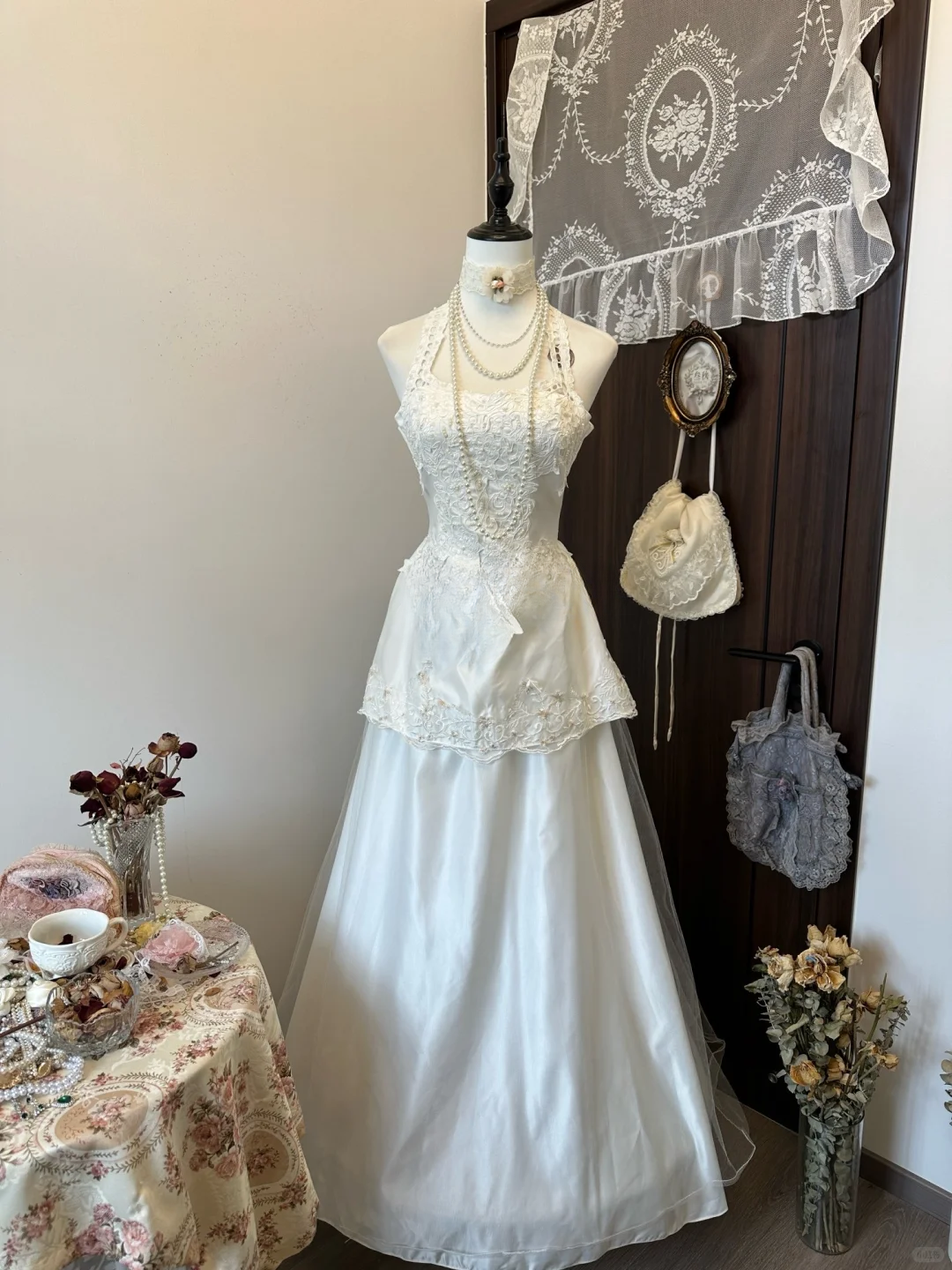 Pretty A Line Halter Satin Tulle Lace Long Prom Dress,Evening Dress GG5127