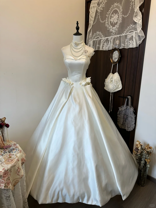 Elegant A Line Sweetheart Satin Long Prom Dress,Evening Dress GG5128