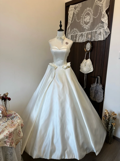 Elegant A Line Sweetheart Satin Long Prom Dress,Evening Dress GG5128