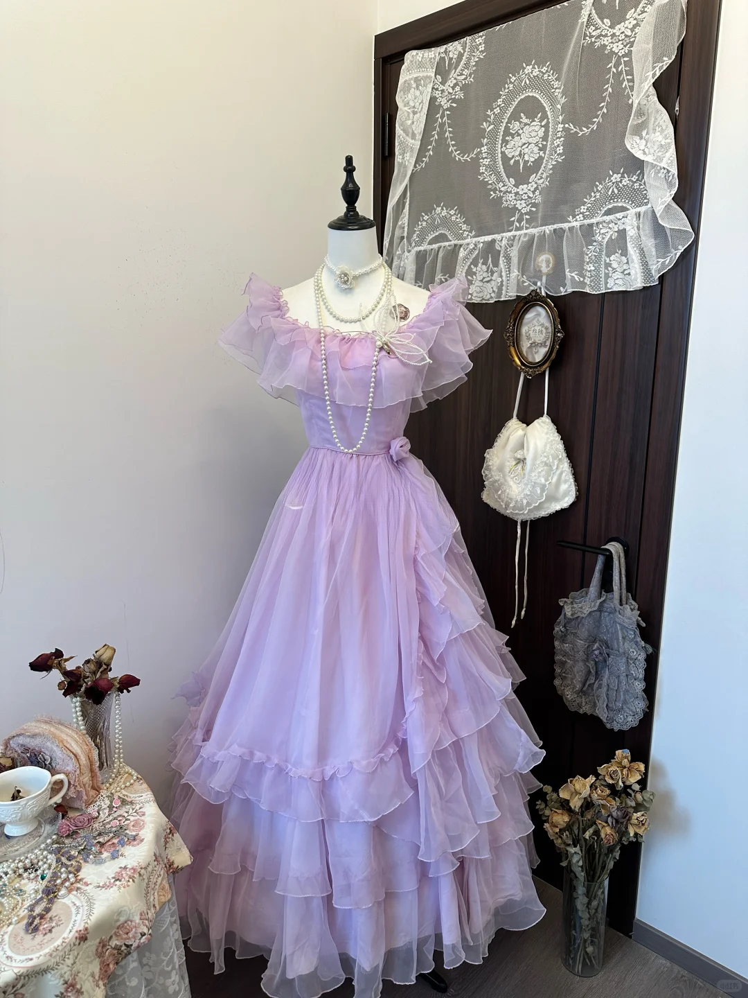 Lilac A Line Tulle Ruffle Long Prom Dress,Evening Dress GG5129