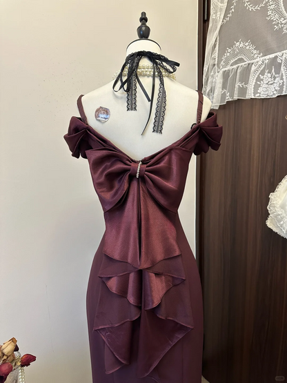 Chic Mermaid Spaghetti Strps Satin Long Prom Dress,Evening Dress GG5131