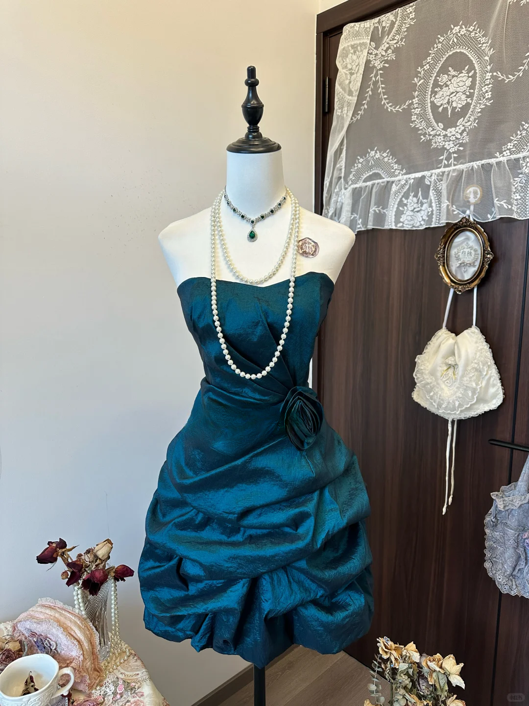 Chic Teal Strapless A Line Satin Short Homecoming Dress,Vacation Dress,20th Birthday Dress GG5132