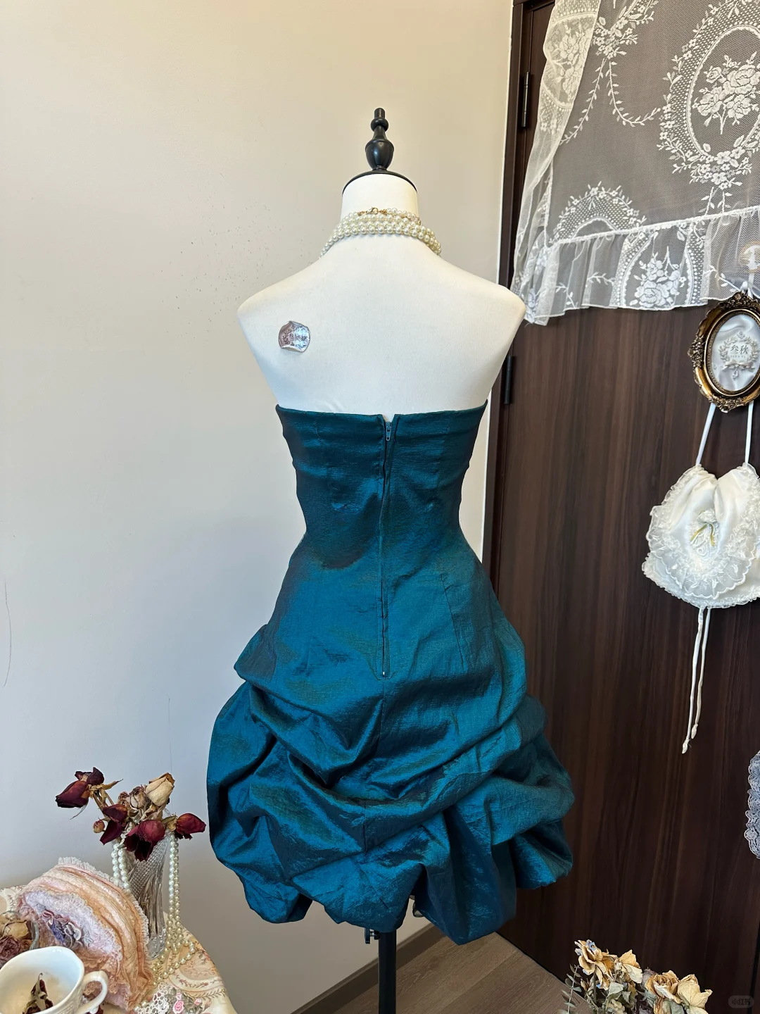 Chic Teal Strapless A Line Satin Short Homecoming Dress,Vacation Dress,20th Birthday Dress GG5132