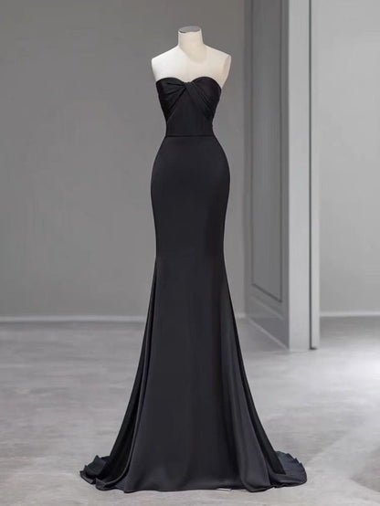 Simple Mermaid Sweetheart Neck Satin Forming Fitting Long Prom Dress ,Evening Dress GG514