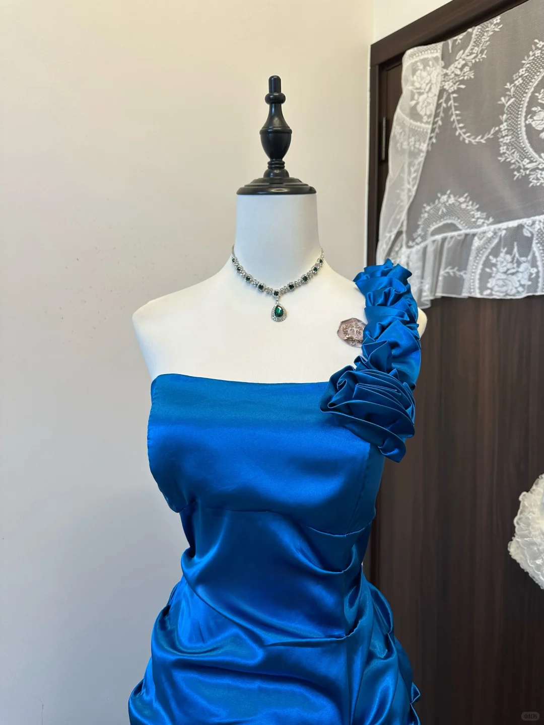 Chic Mermaid One Shoulder Royal Blue Satin Long Prom Dress,Evening Dress GG5149