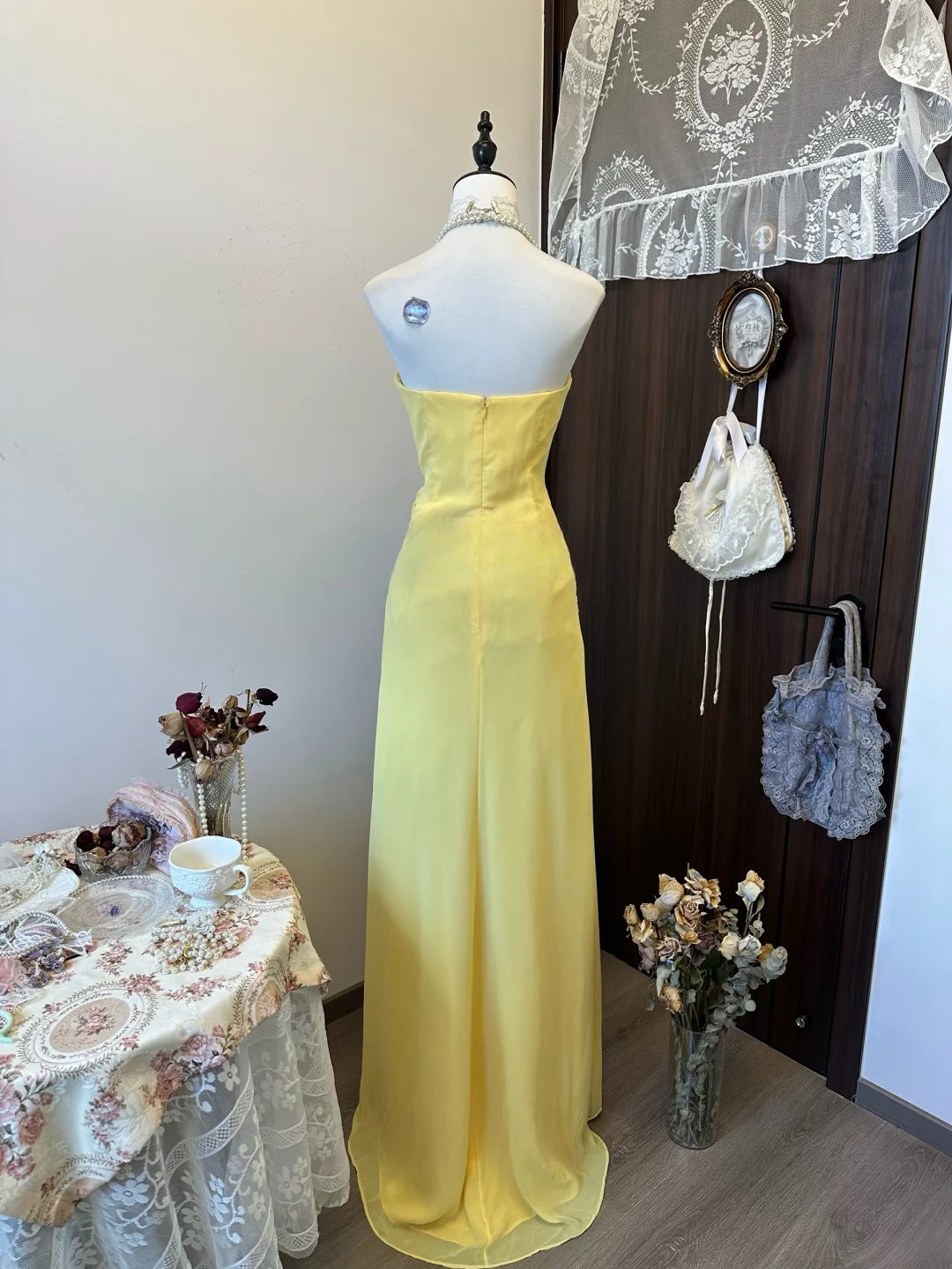 Charming Mermaid Yellow Sweetheart Satin Ruffle Slit Long Prom Dress,Evening Dress GG5151